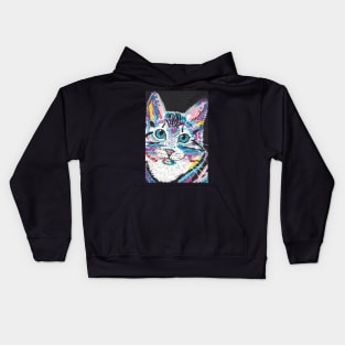 cute Colorful Pop art cat face Kids Hoodie